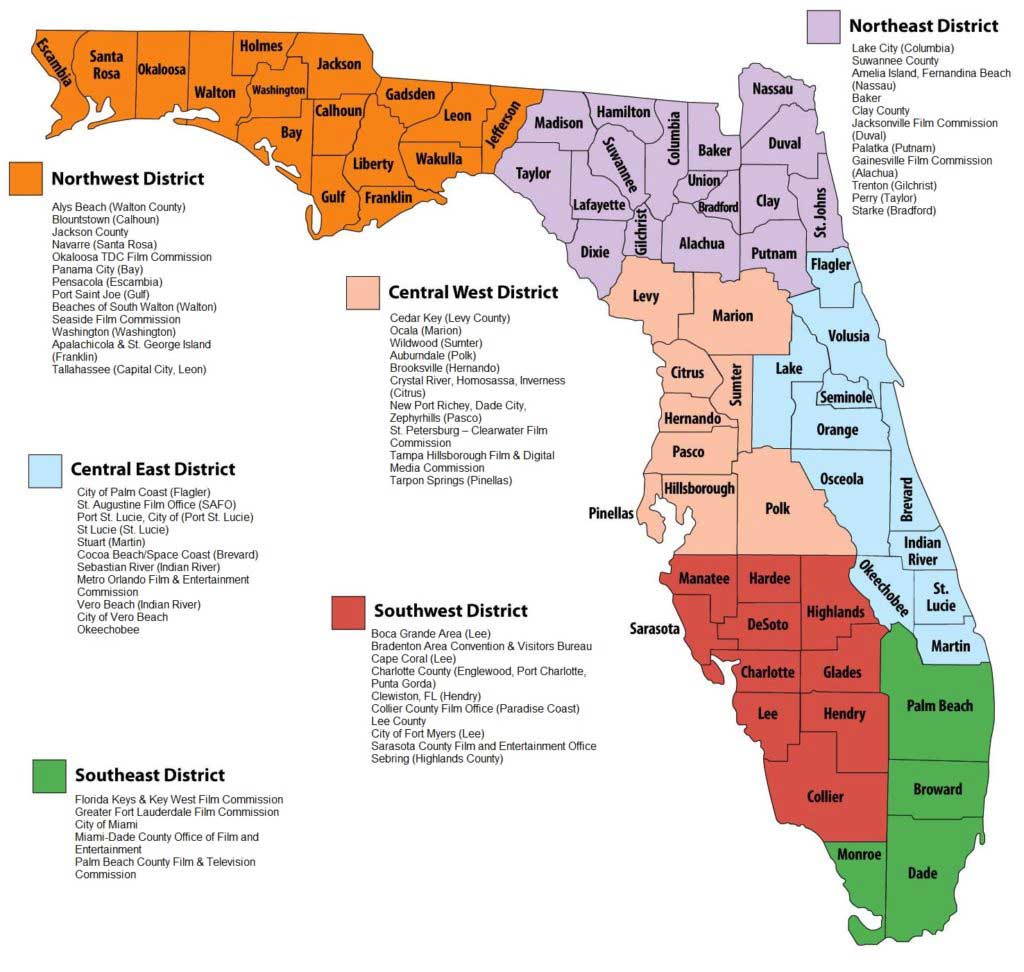 Map Of Florida Counties Film In Florida
